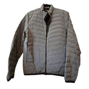 Theory Gray Down Lightweight Micro Puffer Jacket Coat Mens SM Collet Storm‎ Rip